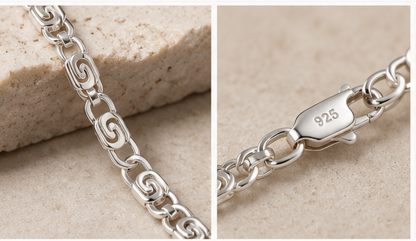 925 Sterling Silver Men's Designer Link Chain | Rhodium Finish
