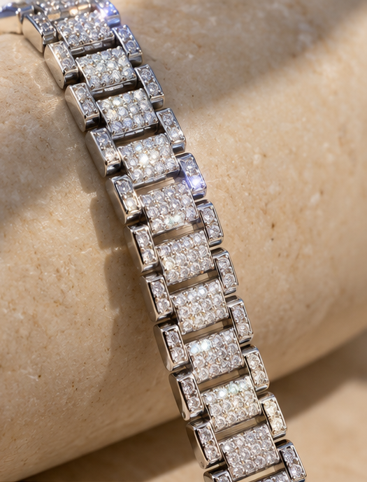 925 Sterling Silver Quad box Bracelet for Men | Rhodium Finish