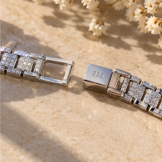 925 Sterling Silver Quad box Bracelet for Men | Rhodium Finish