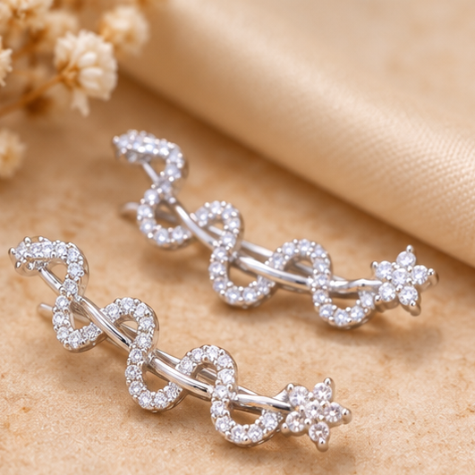 Floral Wave Ear Climbers