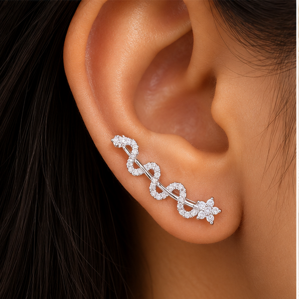 Floral Wave Ear Climbers