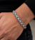 Rhodium Finish 925 Sterling Silver Bracelet with Sparkling Stone Links