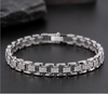 Rhodium Finish 925 Sterling Silver Bracelet with Sparkling Stone Links