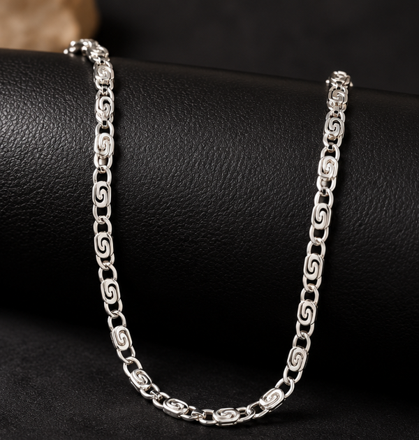 925 Sterling Silver Men's Designer Link Chain | Rhodium Finish