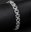Rhodium Finish 925 Sterling Silver Bracelet with Sparkling Stone Links