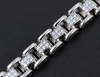 Rhodium Finish 925 Sterling Silver Bracelet with Sparkling Stone Links