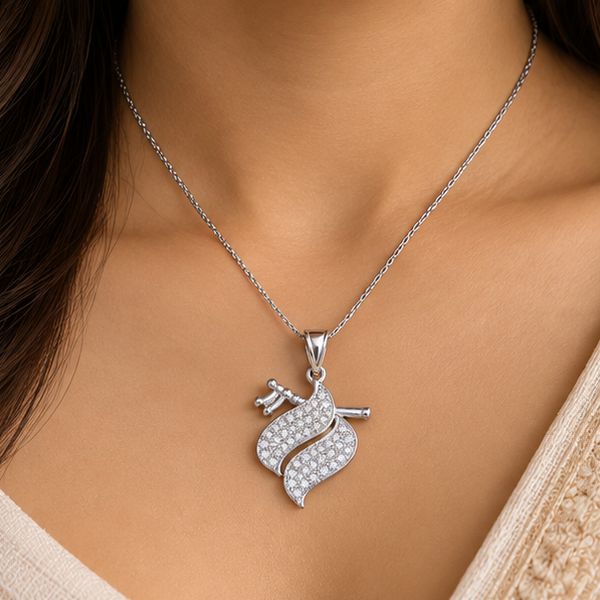 Elegant Pavé Leaf Pendant